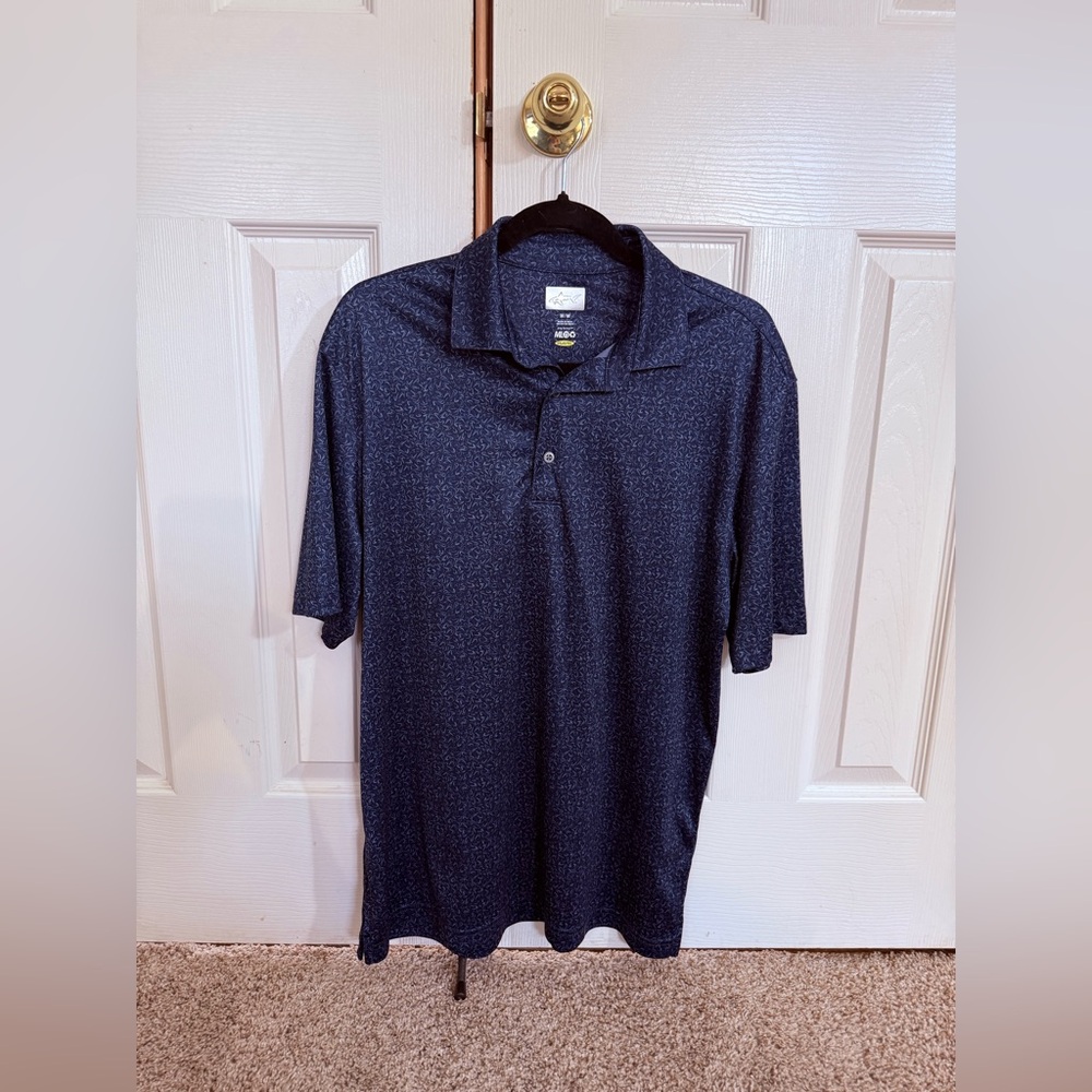 Greg Norman Collection Navy Micro-Print Polo